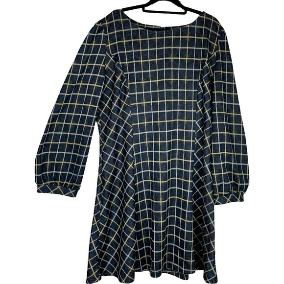 2/$25 - SUZANNE BETRO Long Sleeve Plaid Princess Seam Dress - Picture 5 of 7